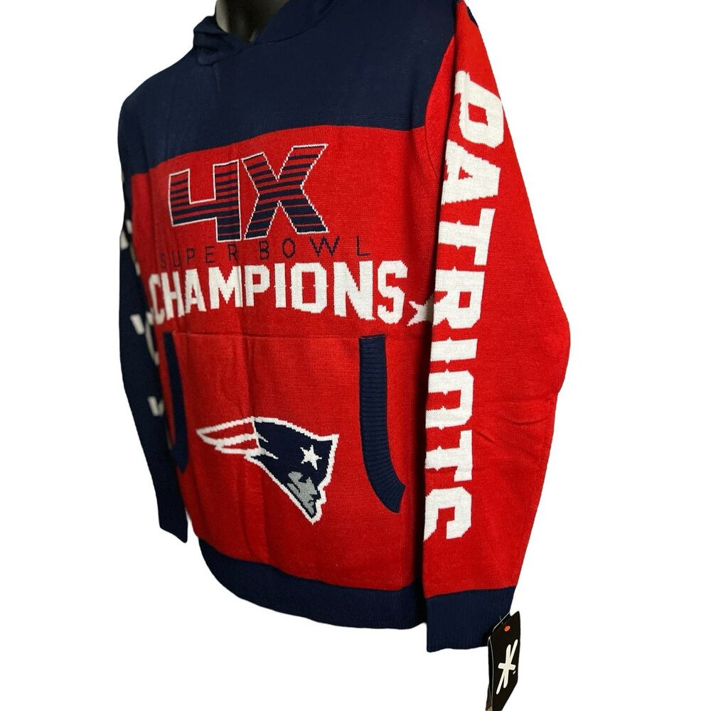 NFL New England Patriots 4x Champions M Commemorative Hoodie Sweater NEW - Picture 3 of 13